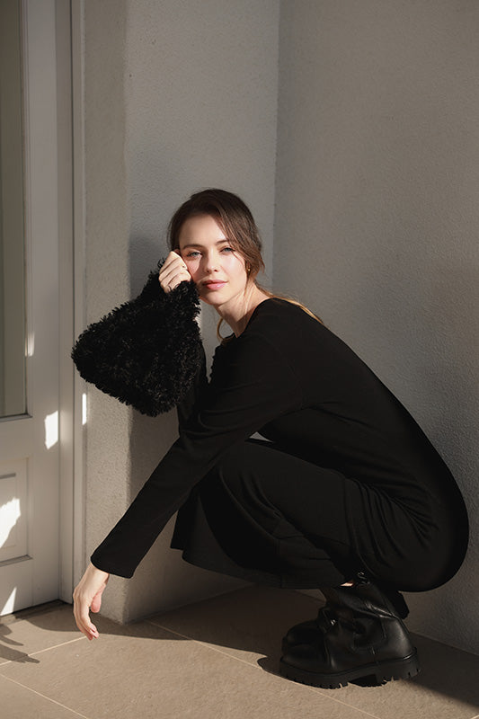 Crew Neck Dress Long (BK)