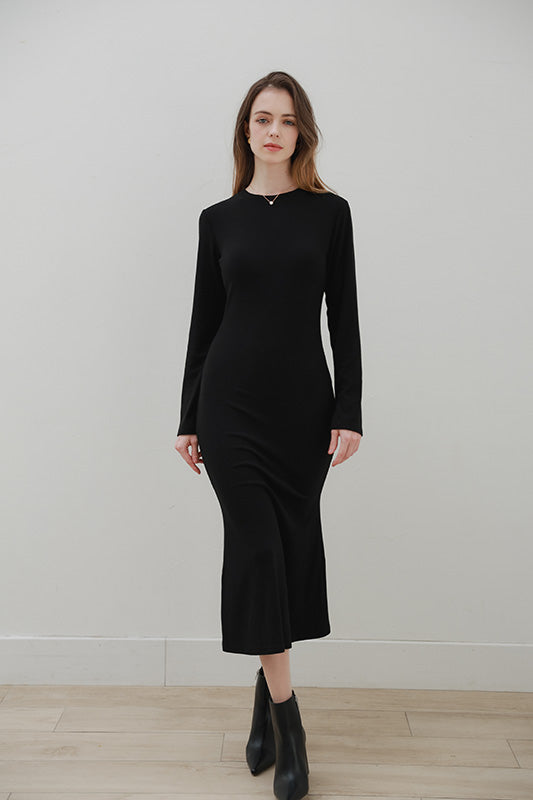 Crew Neck Dress Long (BK)