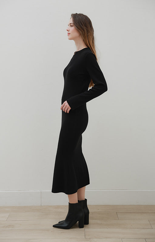 Crew Neck Dress Long (BK)