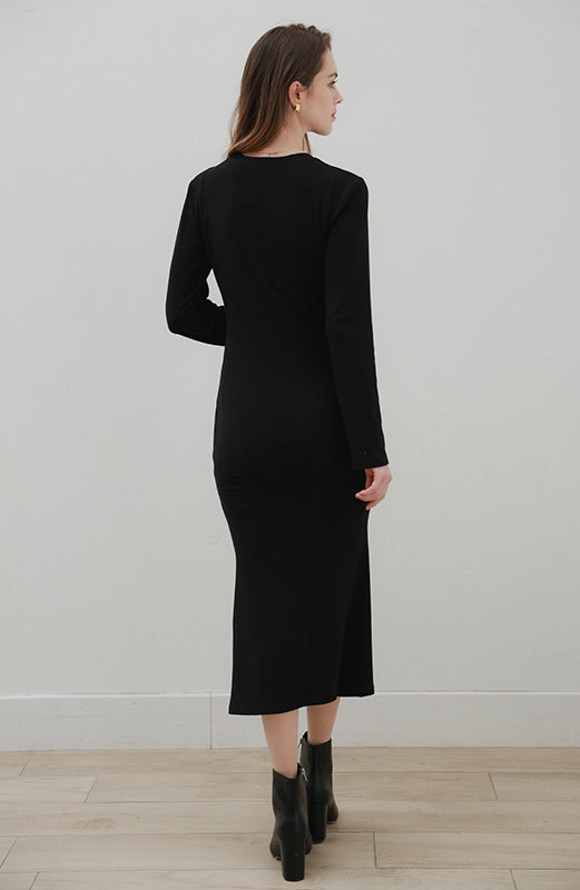 Crew Neck Dress Long (BK)