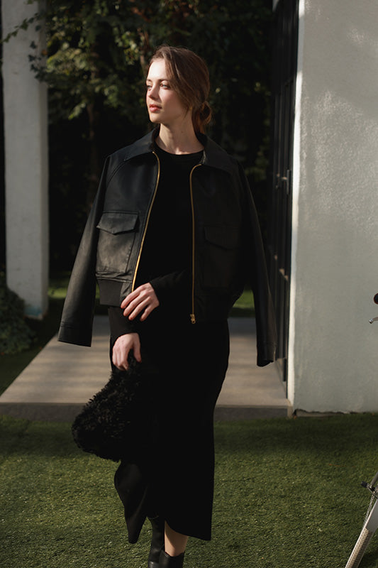 Crew Neck Dress Long (BK)